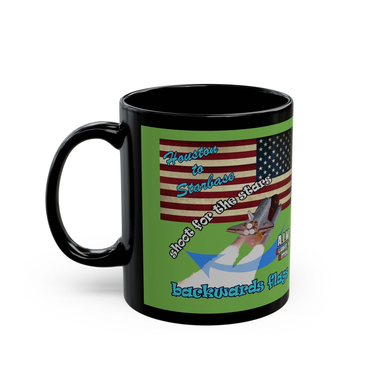 shoot for the stars - Black Mug (green)