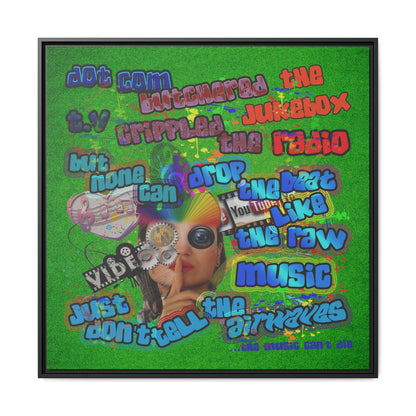 drop the beat - framed canvas art (green turf)