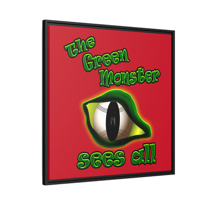 green monster - framed canvas art (dark red)