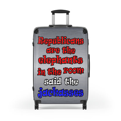 donkeys and elephants - Suitcase (brushed nickel)