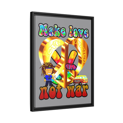 love peace - framed canvas art (grey)