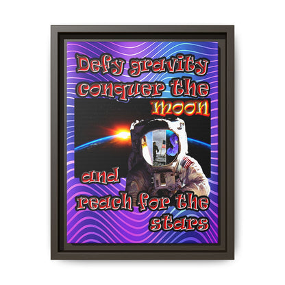 defy conquer reach - framed canvas art (purple wave)
