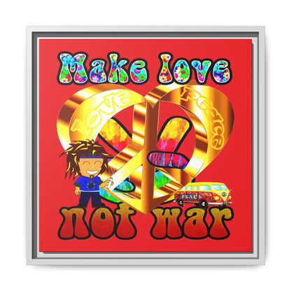 love peace - framed canvas art (red)