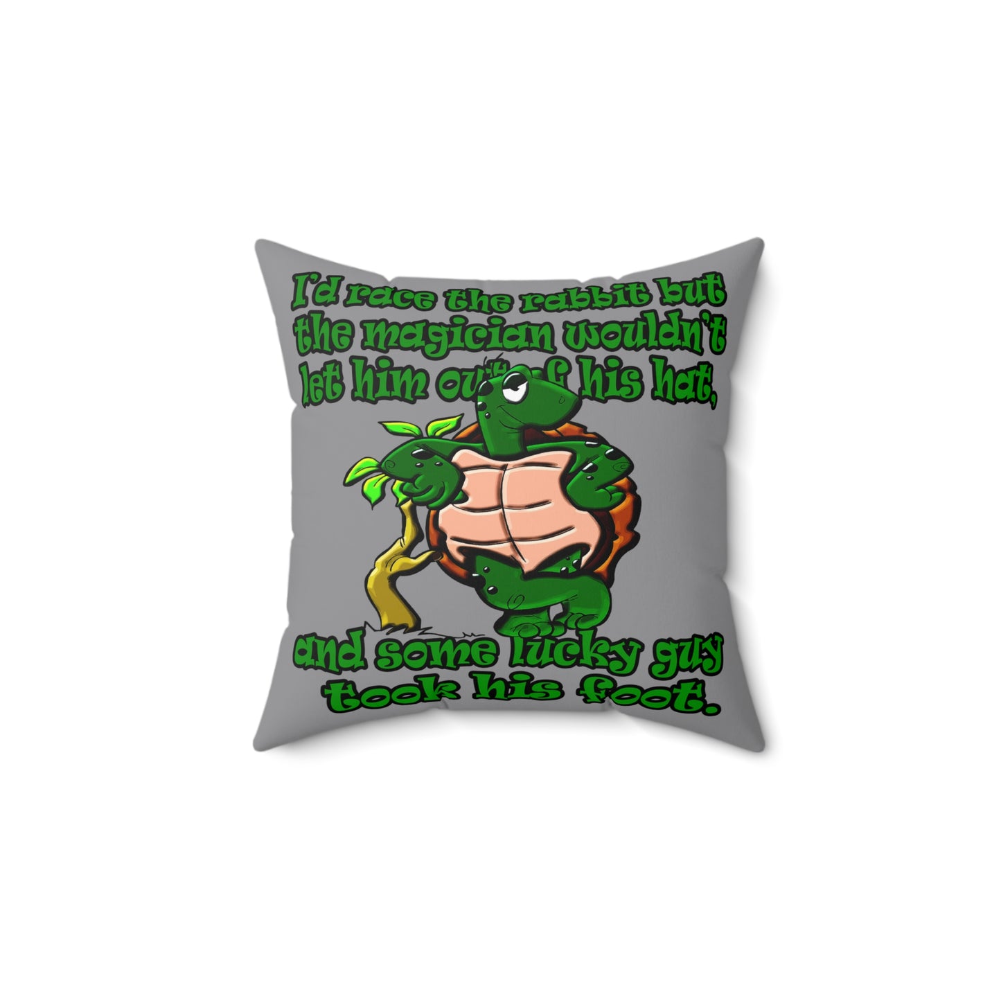 turtle race - Spun Polyester Square Pillow - (grey)