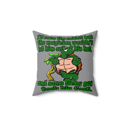turtle race - Spun Polyester Square Pillow - (grey)