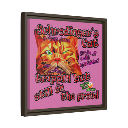 schrodinger's cat - framed canvas art (light pink)