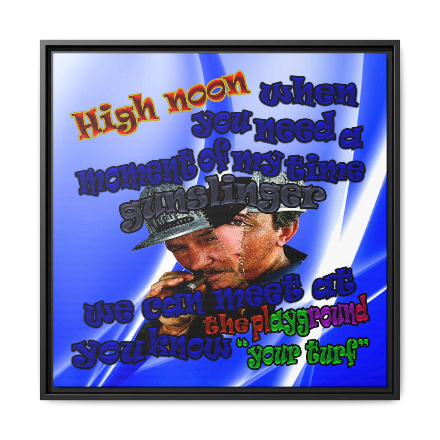 high noon - framed canvas art (blue-white wave)