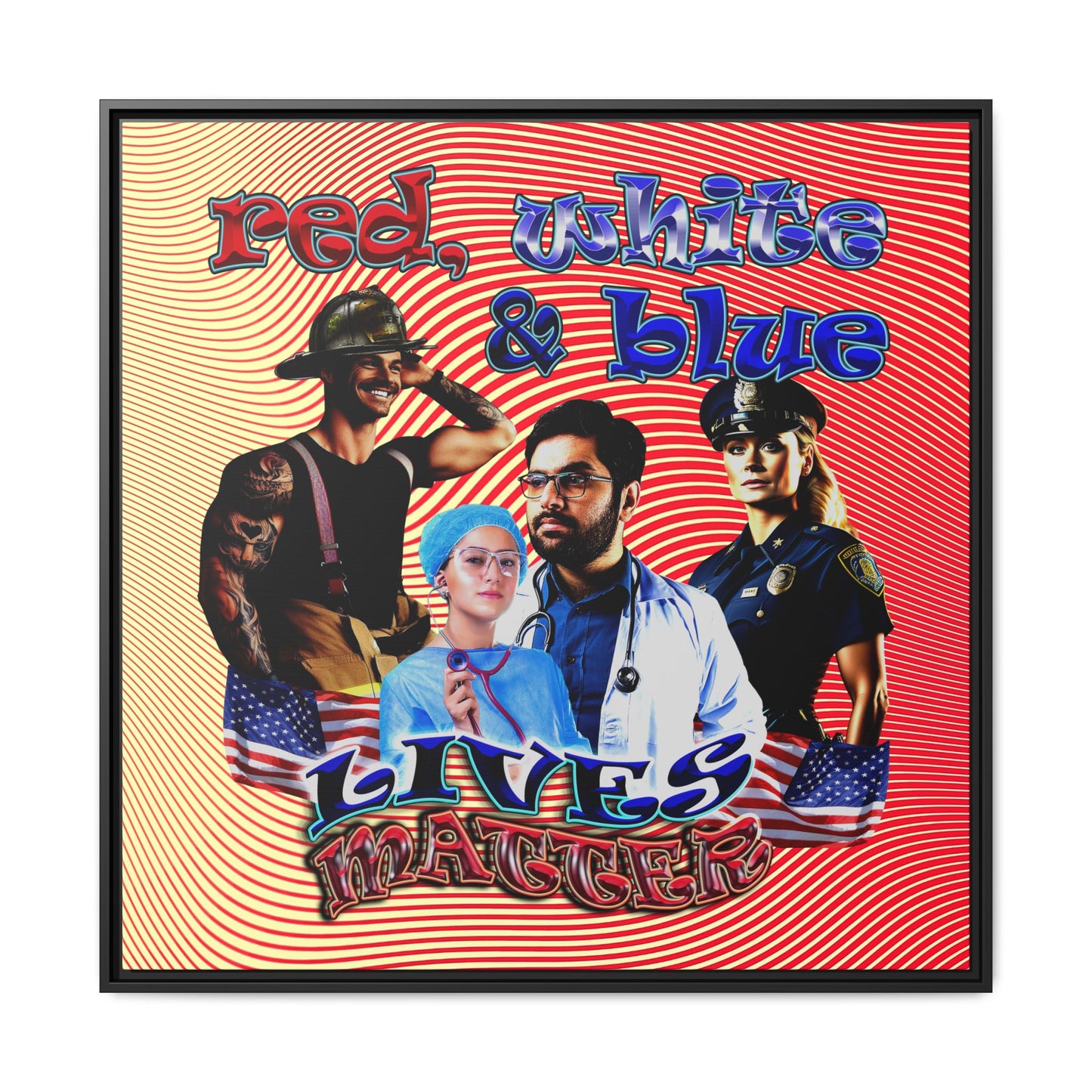 rw&b lives matter - framed canvas art (yellow-orange wave)