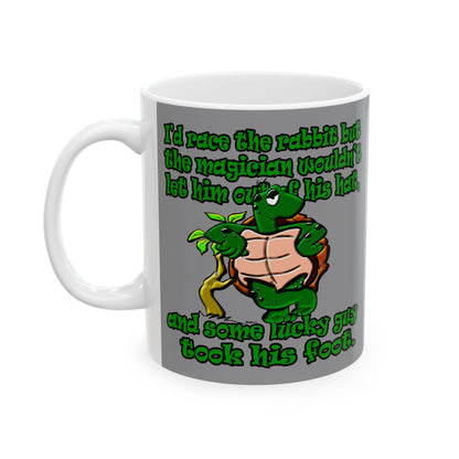 turtle race - White Mug (grey)