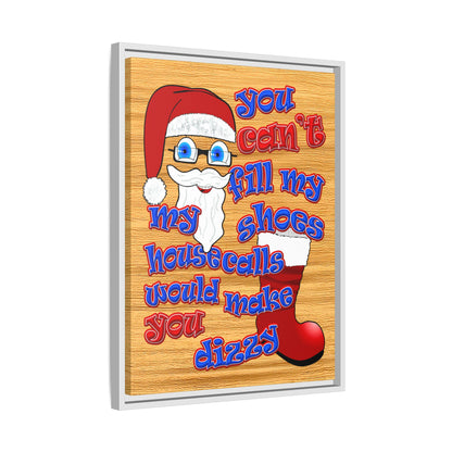 santa's shoes - framed canvas art (butterscotch wood finish)