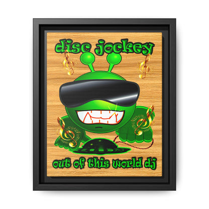 disc jockey - framed canvas art (butterscotch wood finish)