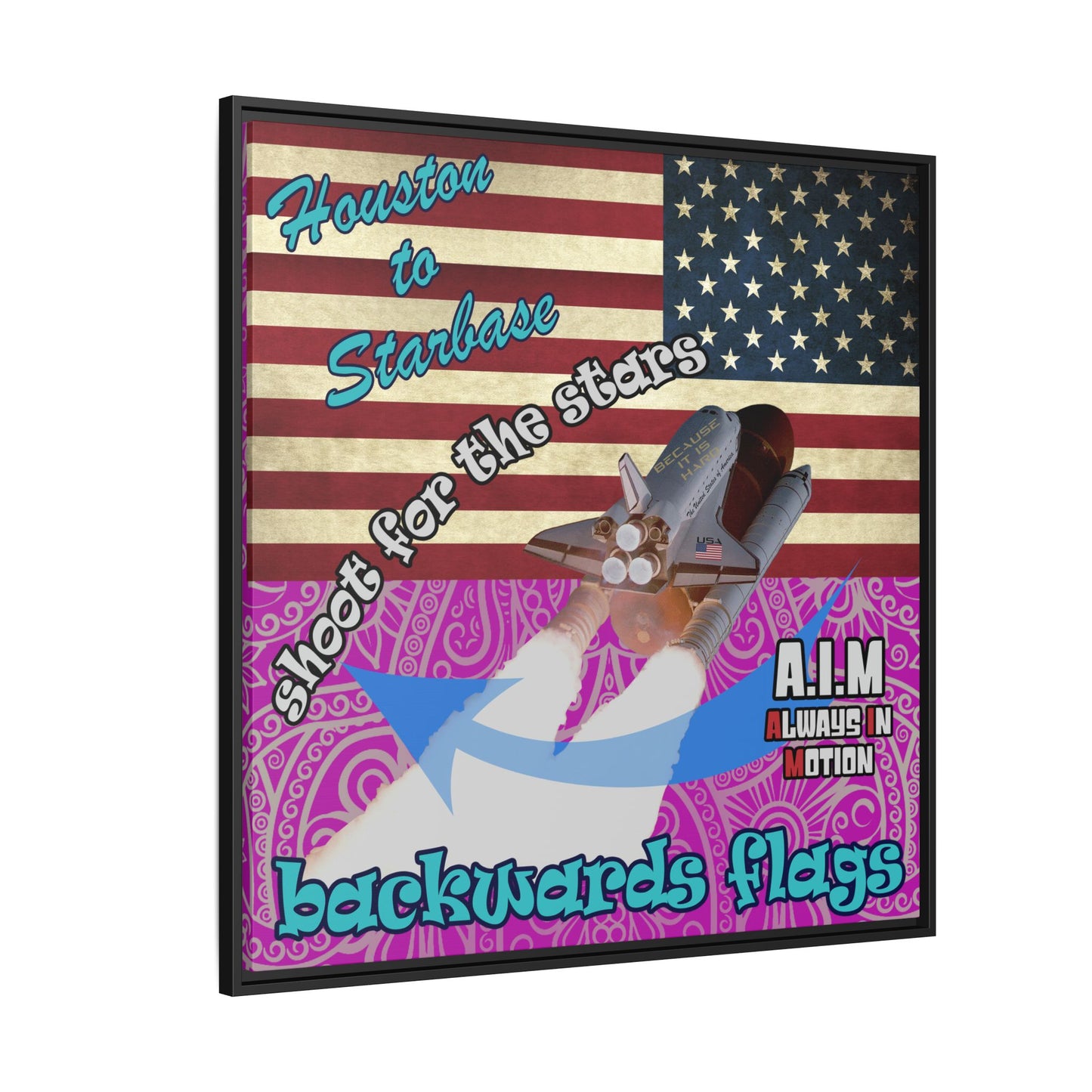 shoot for the stars - framed canvas art (pink swirl)