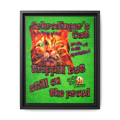 schrodinger's cat - framed canvas art (green turf)