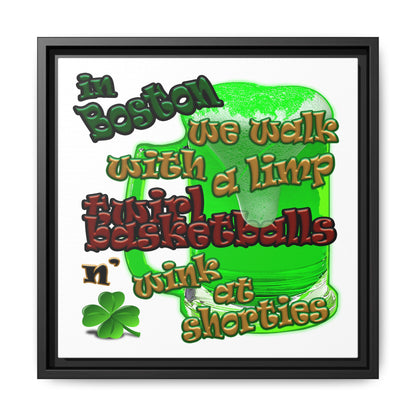 celtics logo - framed canvas art (white)