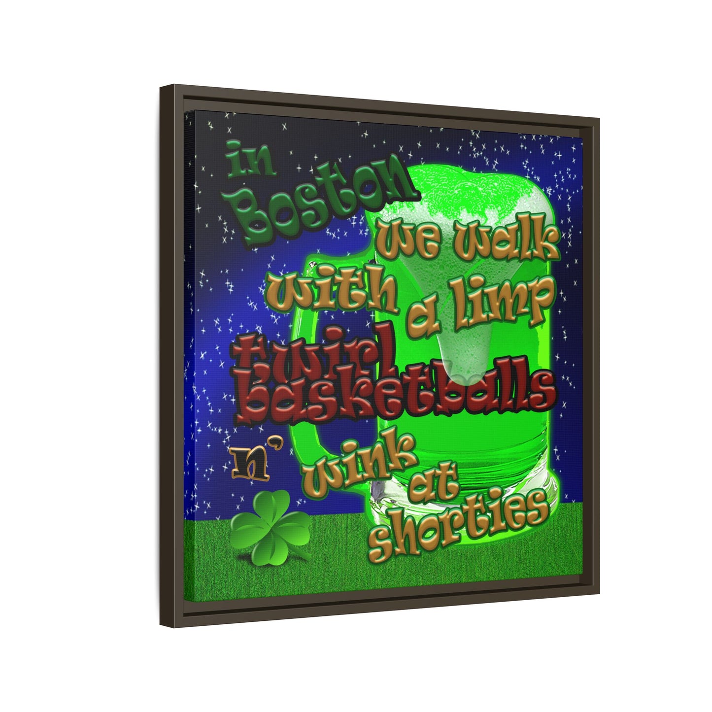 celtics logo - framed canvas art ('snoops' background)