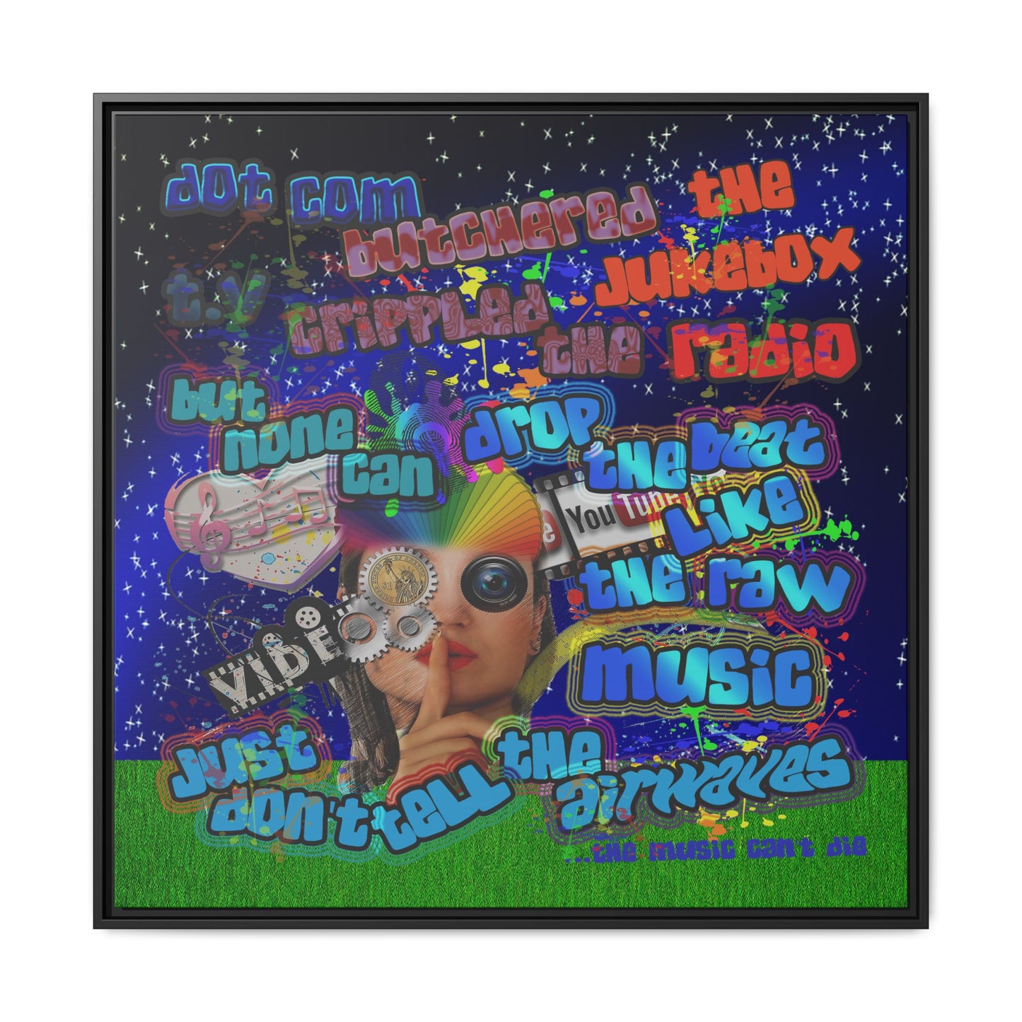 drop the beat - framed canvas art ('snoops' background)