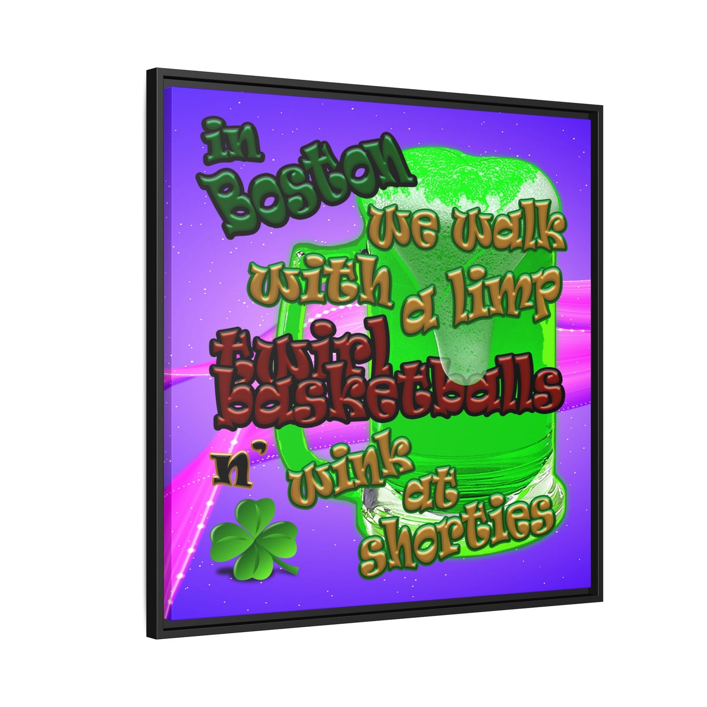 celtics logo - framed canvas art (purple-pink wave)
