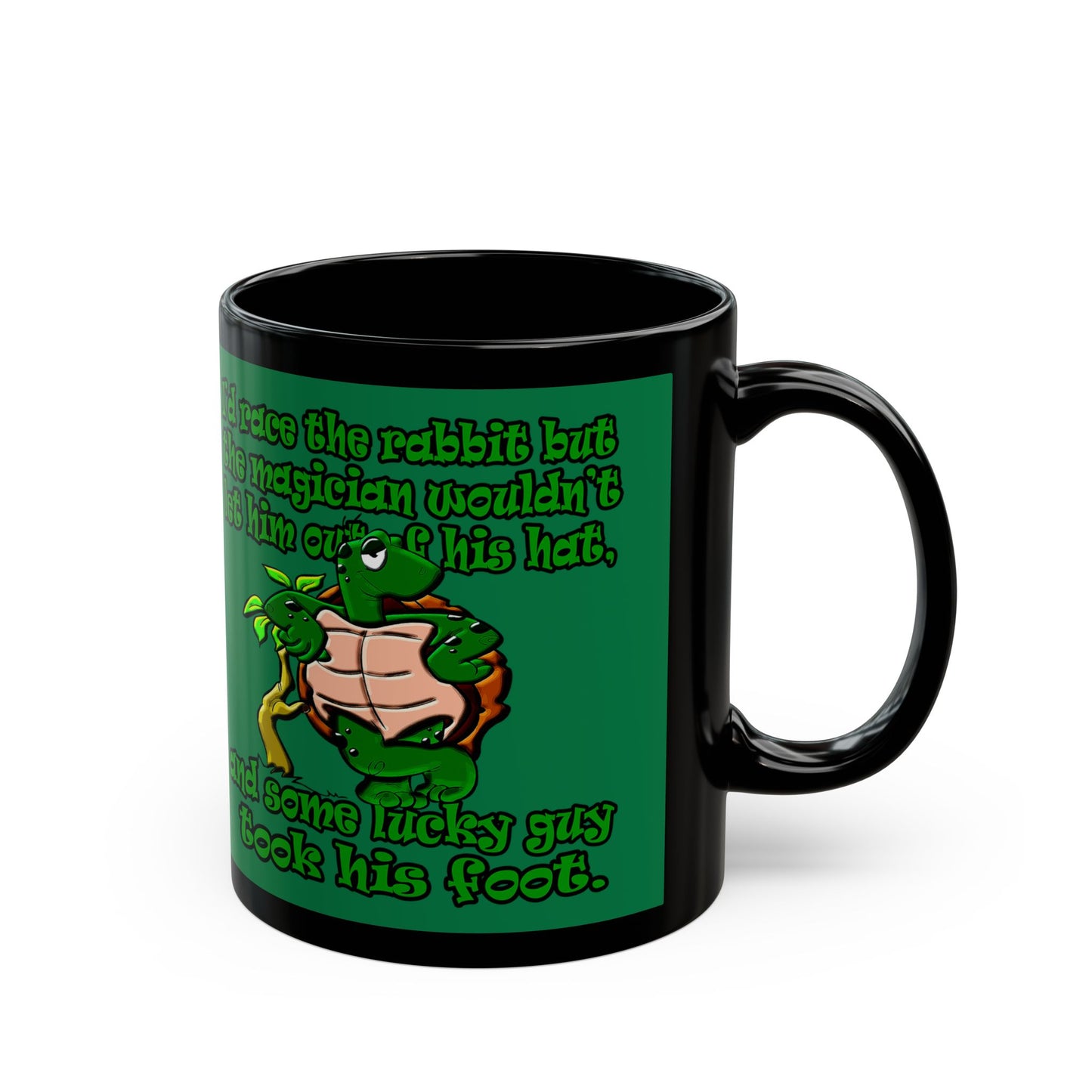 turtle race - Black Mug (dark green)