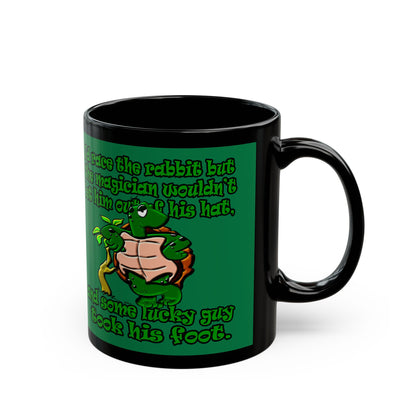 turtle race - Black Mug (dark green)