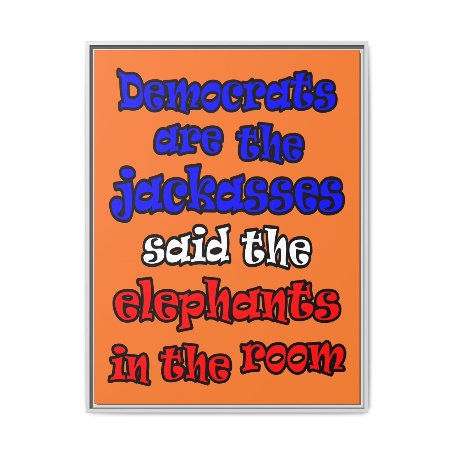 donkeys and elephants - framed canvas art (crusta)