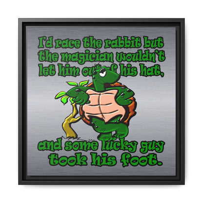 turtle race - framed canvas art (brushed nickel)