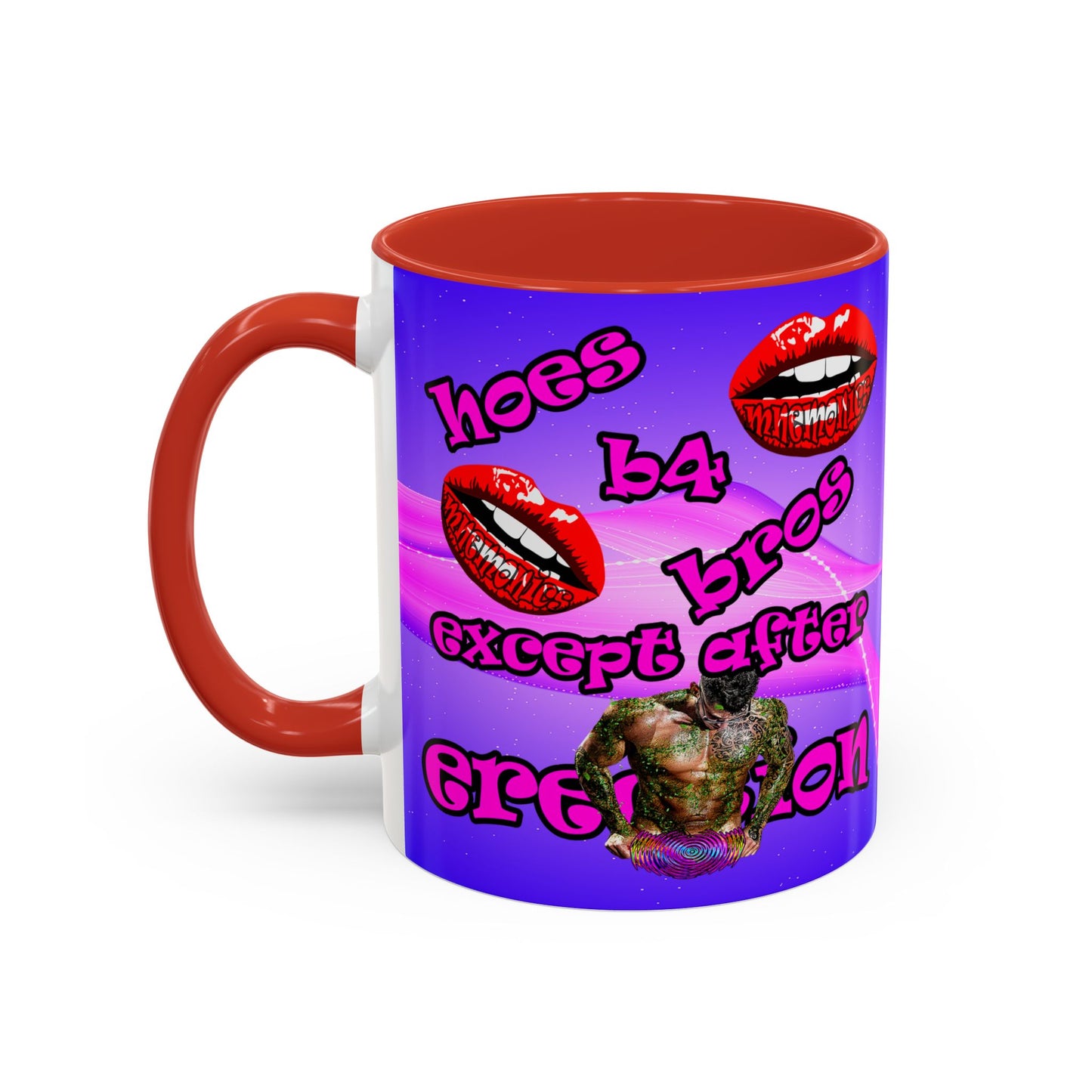 hoes b4 bros - Accent Mug (purple-pink wave)