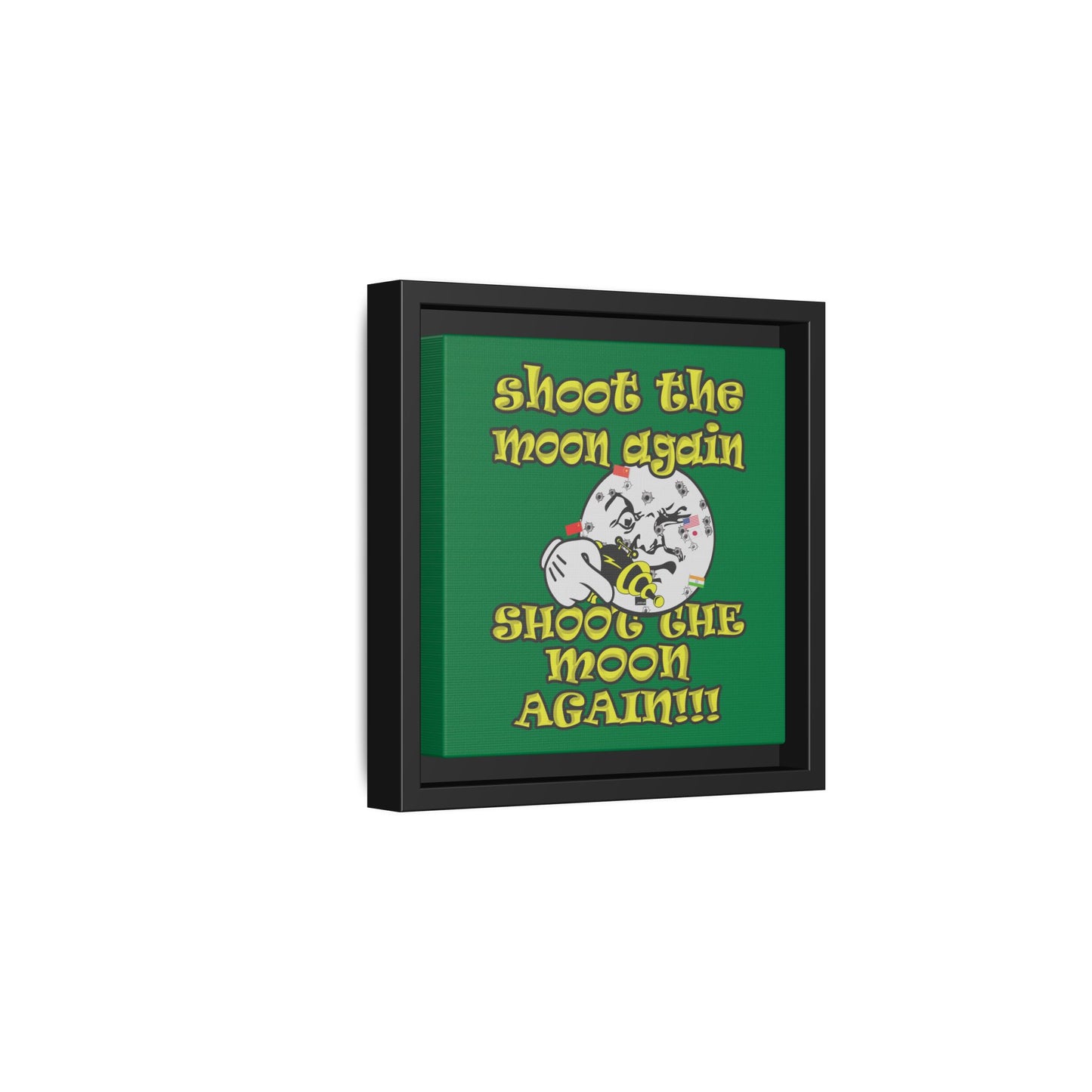 shoot the moon again - framed canvas art (dark green)