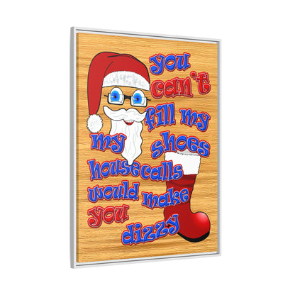 santa's shoes - framed canvas art (butterscotch wood finish)