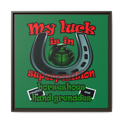 my luck - framed canvas art (dark green)