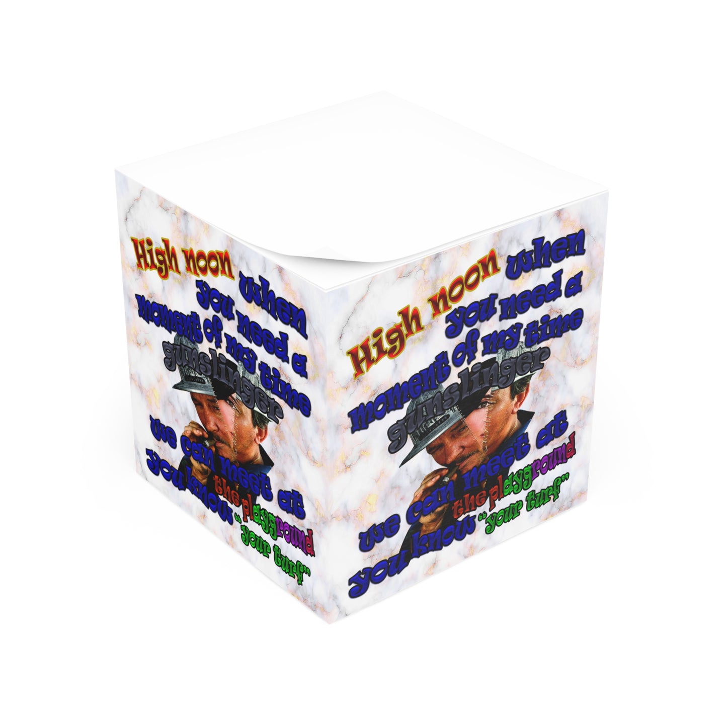 high noon - note cube (white marble)