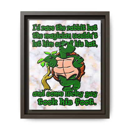 turtle race - framed canvas art (white marble)