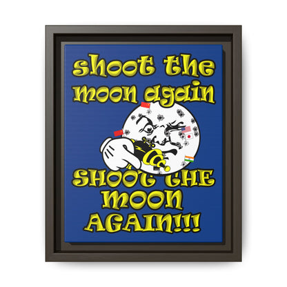 shoot the moon again - framed canvas art (dark blue)