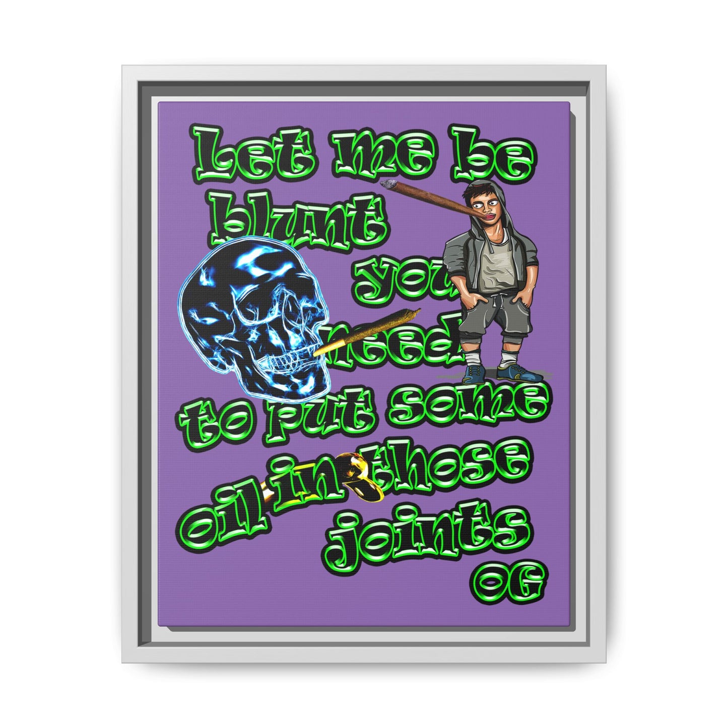 og - framed canvas art (light purple)