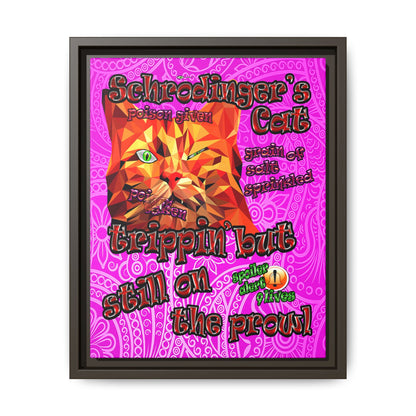 schrodinger's cat - framed canvas art (pink swirl)