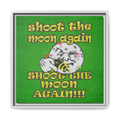 shoot the moon again - framed canvas art (green turf)
