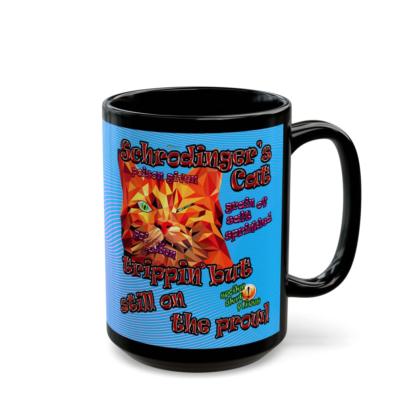 schrodinger's cat - Black Mug (light blue-purple wave)