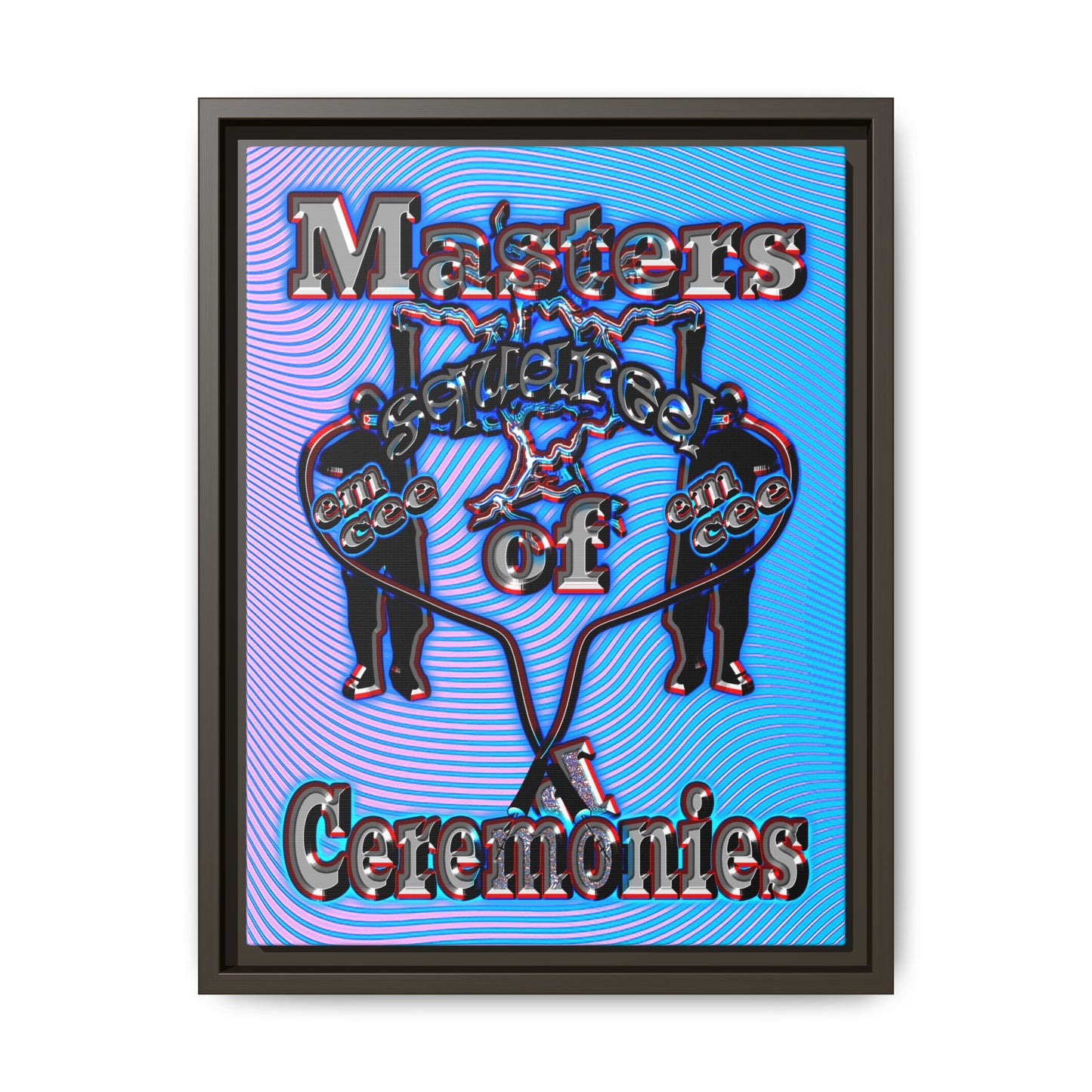 em cee squared - framed canvas art (light blue-purple wave)