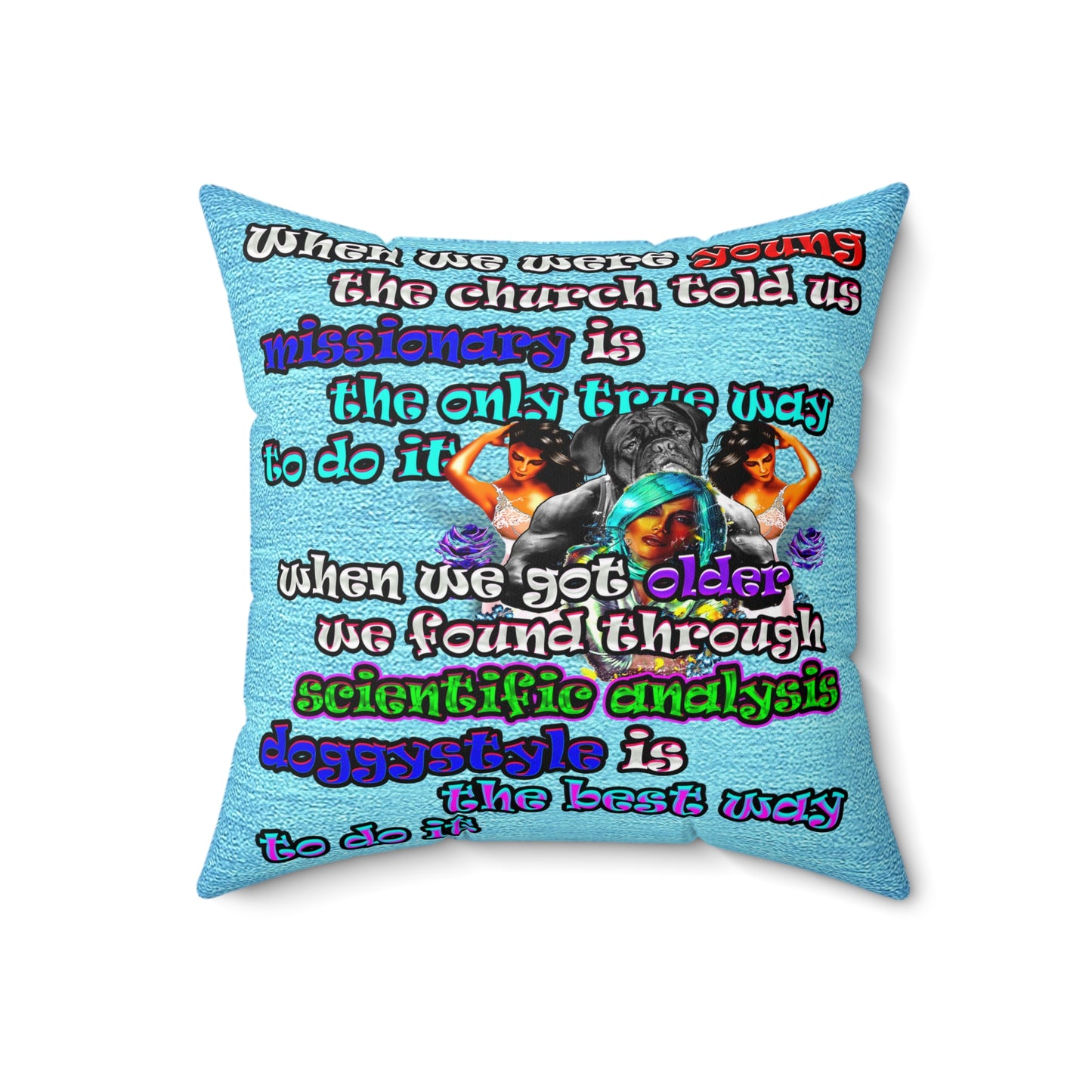 doggystyle - Spun Polyester Square Pillow - (faded blue)