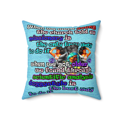doggystyle - Spun Polyester Square Pillow - (faded blue)