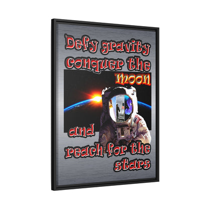 defy conquer reach - framed canvas art (brushed nickel)