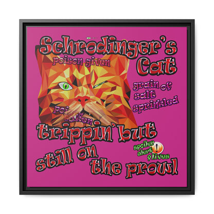 schrodinger's cat - framed canvas art (pink)