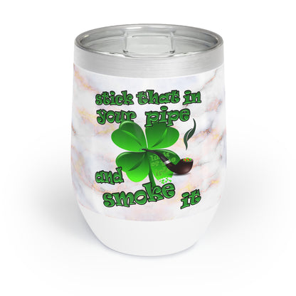 celtics logo - Chill Wine Tumbler (white marble)