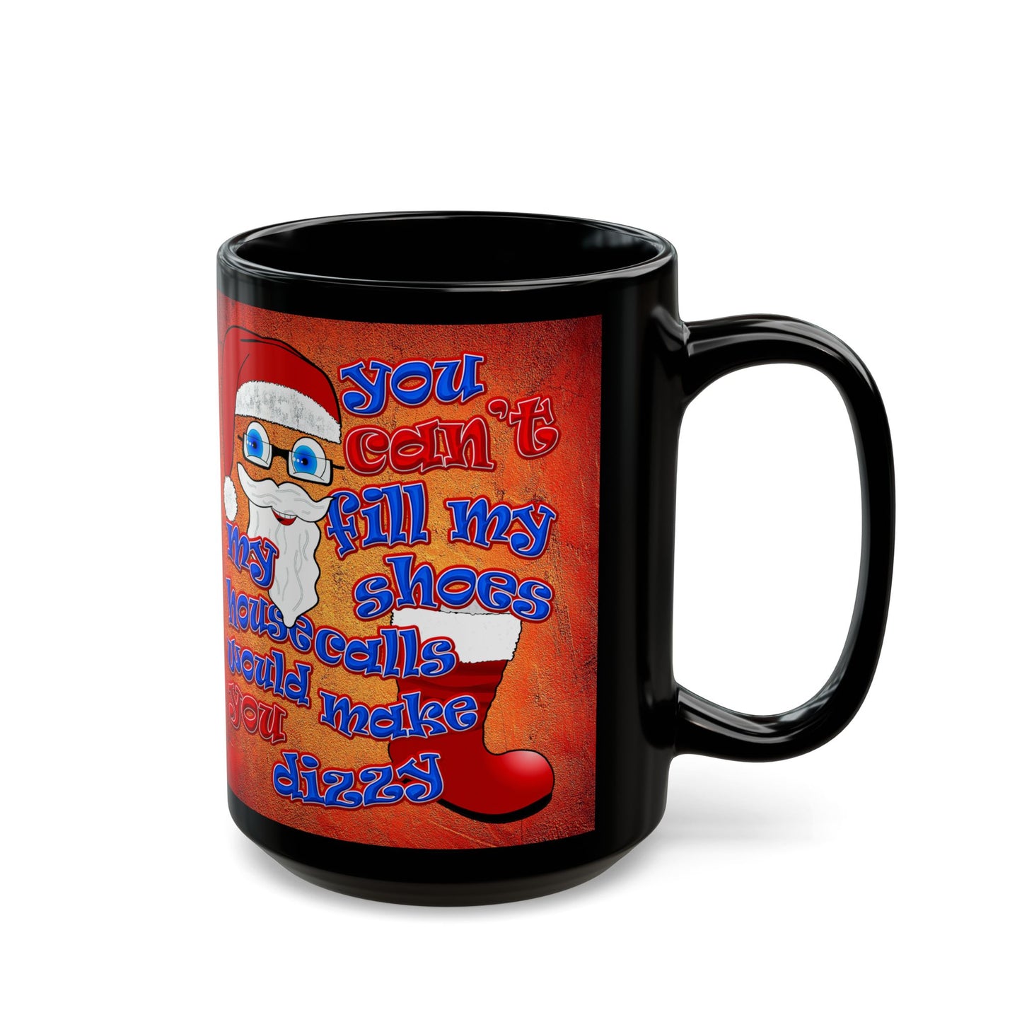 santa's shoes - Black Mug (burnt orange)
