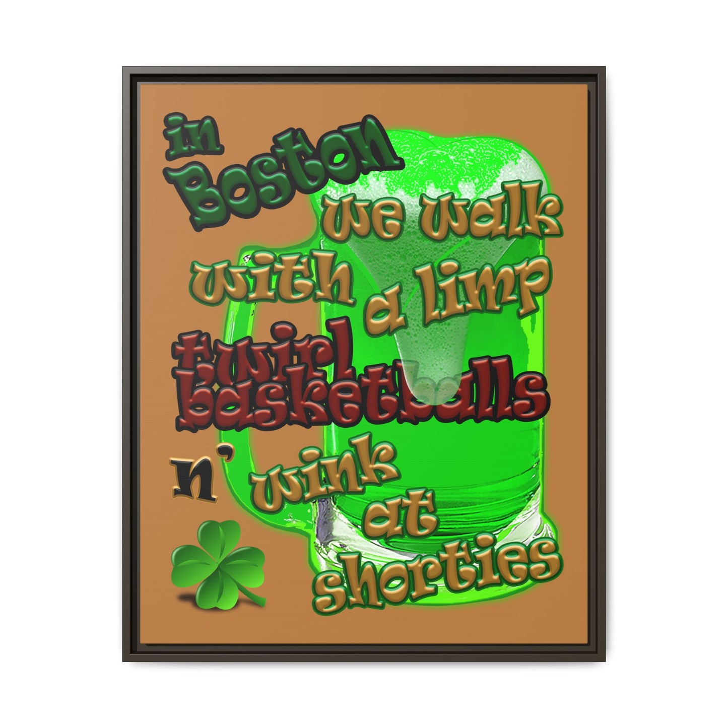 celtics logo - framed canvas art (light brown)