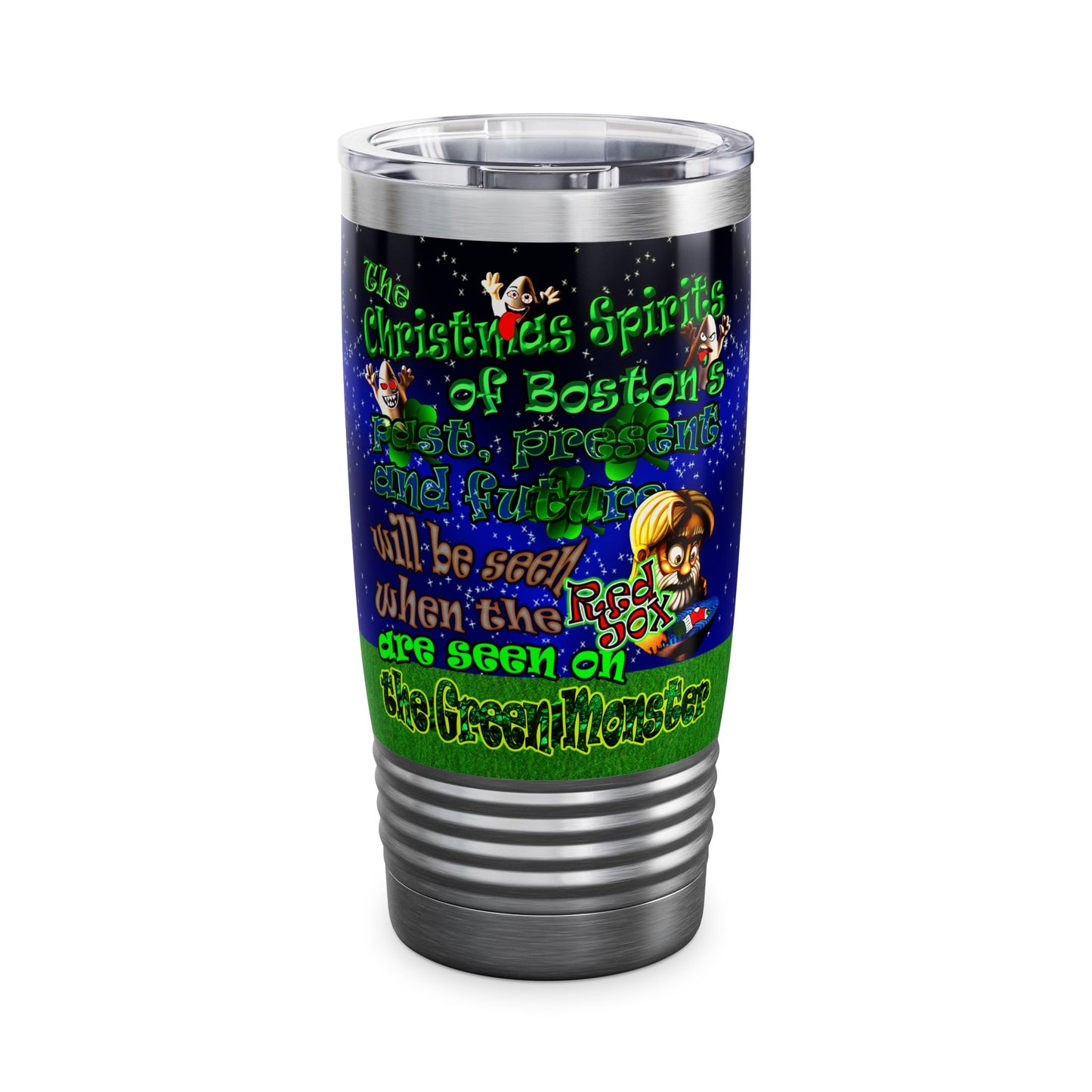 christmas spirits of boston - Ringneck Tumbler, 20oz ('snoops' background)