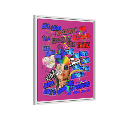 drop the beat - framed canvas art (pink)