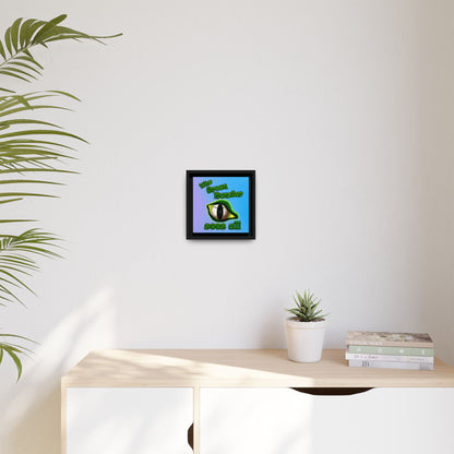 green monster - framed canvas art (light blue-purple wave)