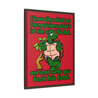 turtle race - framed canvas art (dark red)