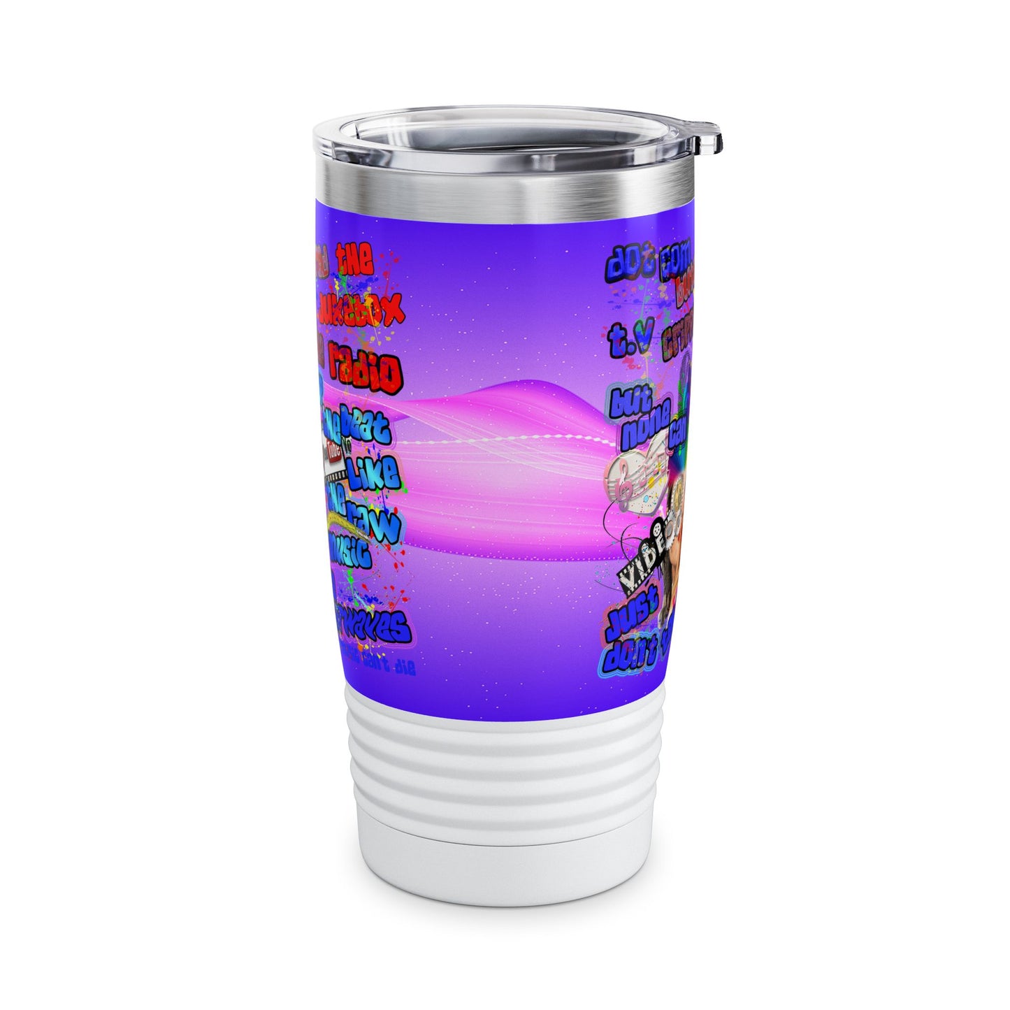 drop the beat - Ringneck Tumbler, 20oz  (purple-pink wave)