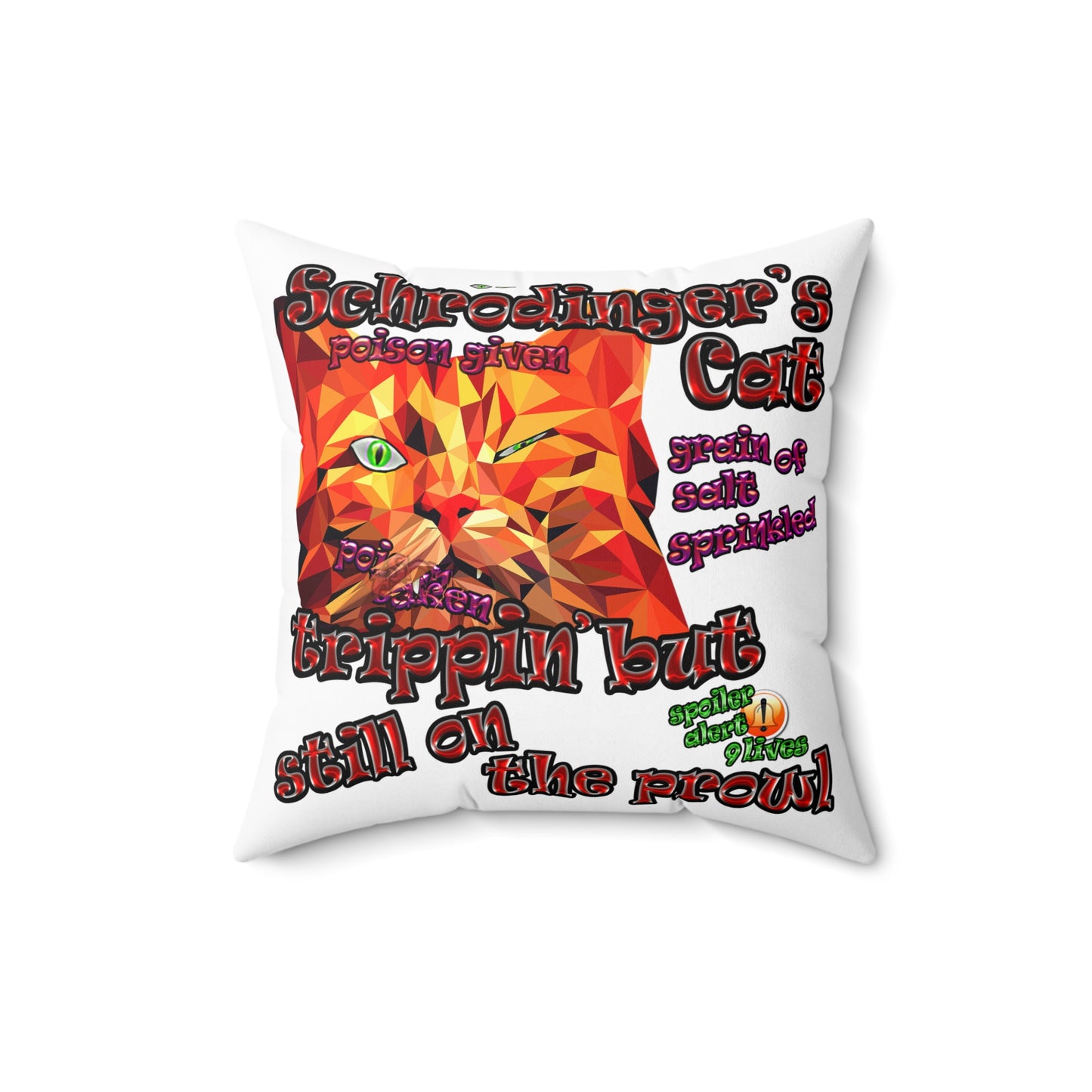 schrodinger's cat - Spun Polyester Square Pillow - (white)